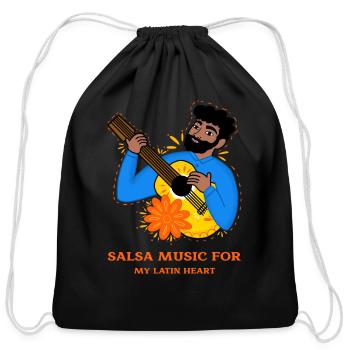 Latin Singer Playing Salsa Music On Guitar - Cotton Drawstring Bag - black - Front