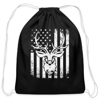 American Flag Deer Whisperer - Cotton Drawstring Bag - black - Front