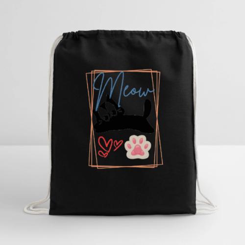 Meow Cat Paw Cute Kitty Lover Design - Cotton Drawstring Bag