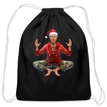 Santa Claus Yogi - Cotton Drawstring Bag - black - Front