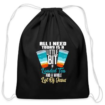 Loaded Tea Jesus Design - Cotton Drawstring Bag - black - Front