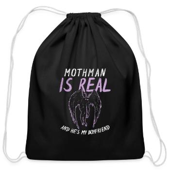 Mothman Is My Boyfriend For Cryptid Lover - Cotton Drawstring Bag - black - Front