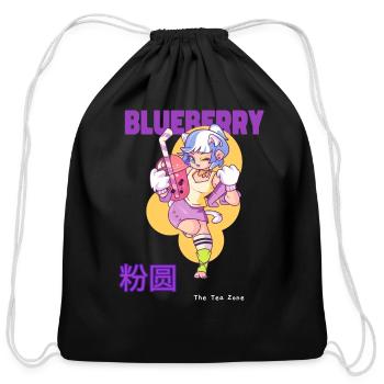Blue Berry - Cotton Drawstring Bag - black - Front