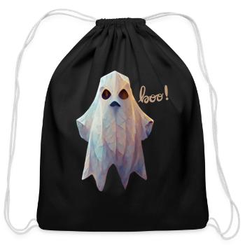 Ghost boo low poly - Cotton Drawstring Bag - black - Front