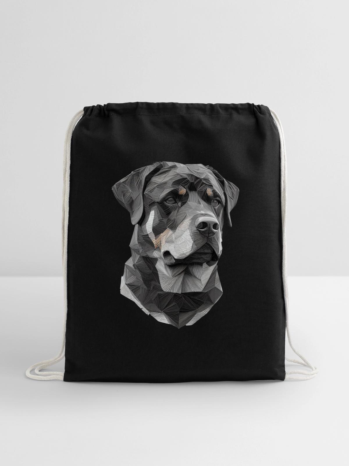 Polygonal rottweiler - Cotton Drawstring Bag - black - Front