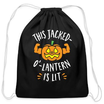 This Jacked O Lantern Is Lit - Cotton Drawstring Bag - black - Front