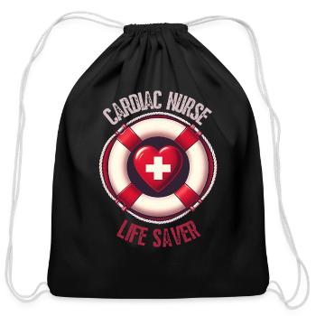 Cardiac Nurse Life Saver - Cotton Drawstring Bag - black - Front