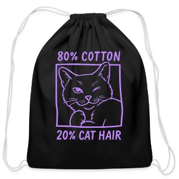 Playful Navy Blue Cat Face - Cotton Drawstring Bag - black - Front