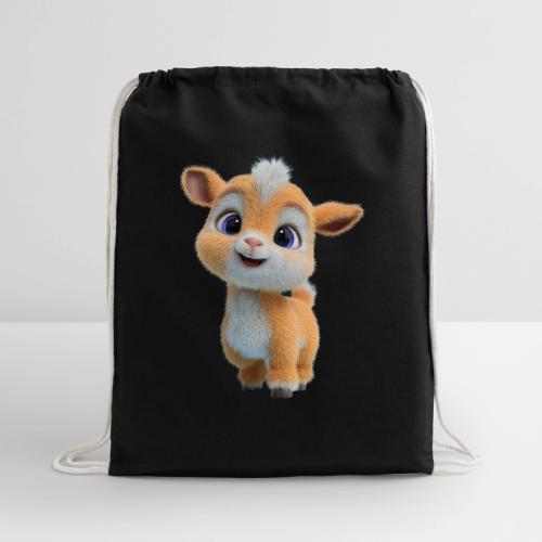 Cute Cartoon Baby Goat with Big Eyes - Cotton Drawstring Bag