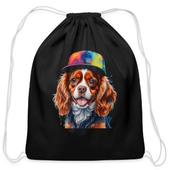 Cavalier Charles Spaniel Snapback Graphic - Cotton Drawstring Bag - black - Front