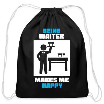 Being Waiter Makes Me Happy - Cotton Drawstring Bag - black - Front