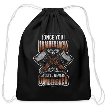Forest Ax Profession Firewood - Cotton Drawstring Bag - black - Front