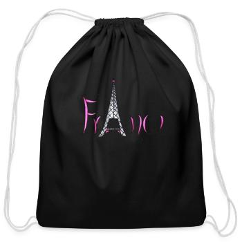Eiffel Tower Paris France - Cotton Drawstring Bag - black - Front