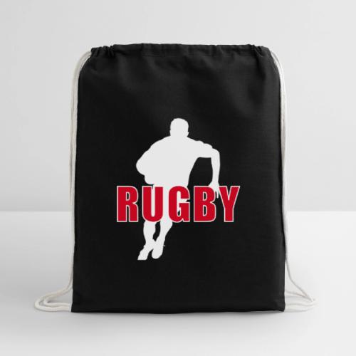 Bold Rugby Action Silhouette - Cotton Drawstring Bag