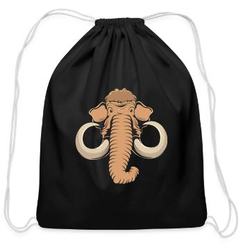 Cute Woolly Mammoth Elephant In A Pocket - Cotton Drawstring Bag - black - Front