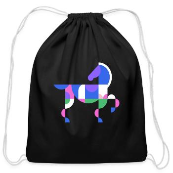 Horse Design - Cotton Drawstring Bag - black - Front