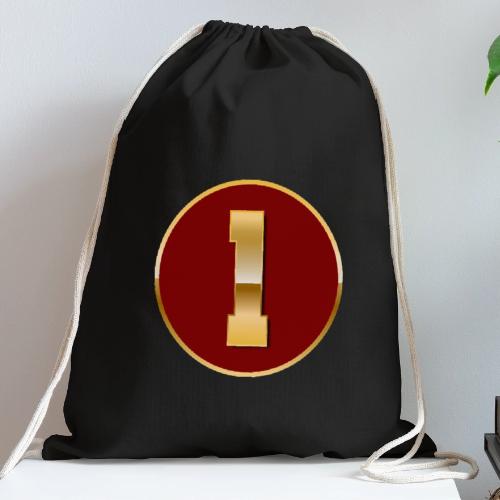 Number 1 in Gold Varsity Font - Cotton Drawstring Bag