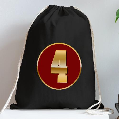Number 4 in Gold Varsity Font - Cotton Drawstring Bag