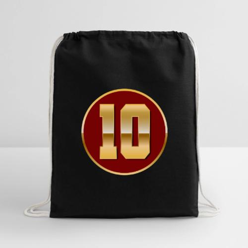 Number 10 in Gold Varsity Font - Cotton Drawstring Bag