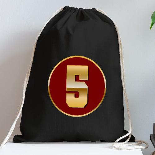 Number 5 in Gold Varsity Font - Cotton Drawstring Bag