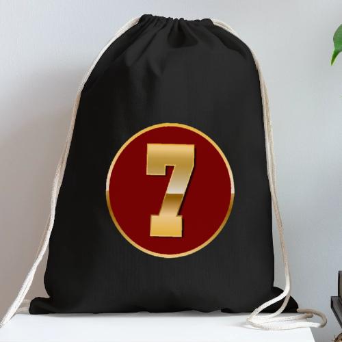Number 7 in Gold Varsity Font - Cotton Drawstring Bag