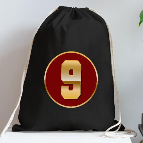 Number 9 in Gold Varsity Font - Cotton Drawstring Bag