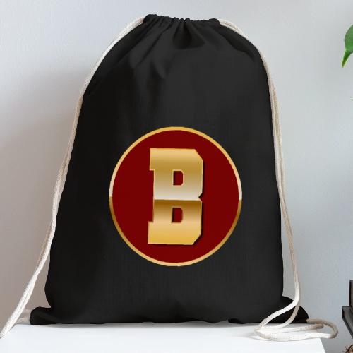Letter B – Capital Varsity Alphabet Monogram - Cotton Drawstring Bag