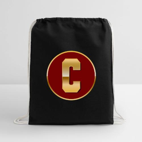 Letter C – Capital Varsity Alphabet Monogram - Cotton Drawstring Bag