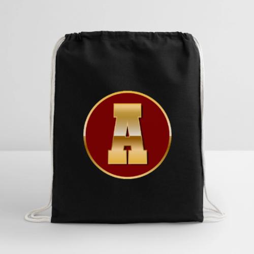 Letter A – Capital Varsity Alphabet Monogram - Cotton Drawstring Bag