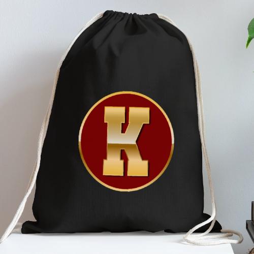 Letter K – Capital Varsity Alphabet Monogram - Cotton Drawstring Bag