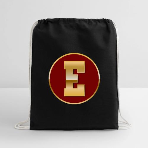 Letter E – Capital Varsity Alphabet Monogram - Cotton Drawstring Bag