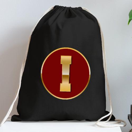 Letter I – Capital Varsity Alphabet Monogram - Cotton Drawstring Bag