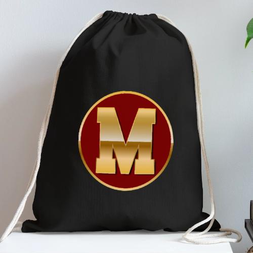 Letter M – Capital Varsity Alphabet Monogram - Cotton Drawstring Bag