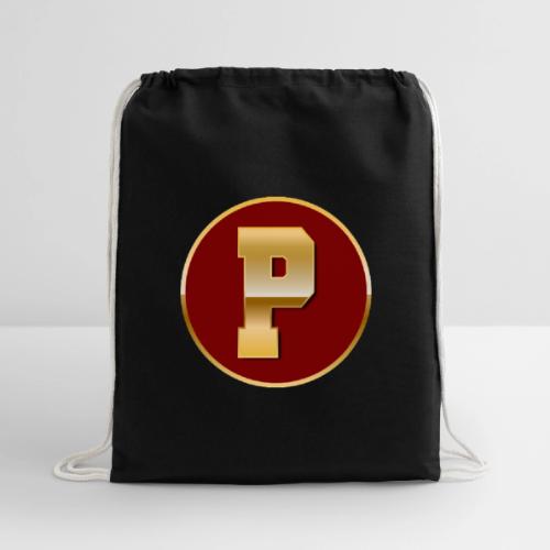 Letter P – Capital Varsity Alphabet Monogram - Cotton Drawstring Bag