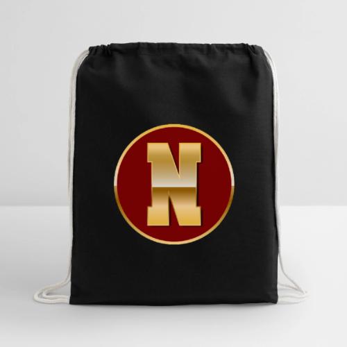 Letter N – Capital Varsity Alphabet Monogram - Cotton Drawstring Bag