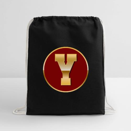Letter Y – Capital Varsity Alphabet Monogram - Cotton Drawstring Bag