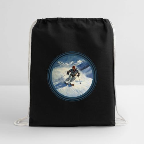 Skiing Power Moves - Cotton Drawstring Bag