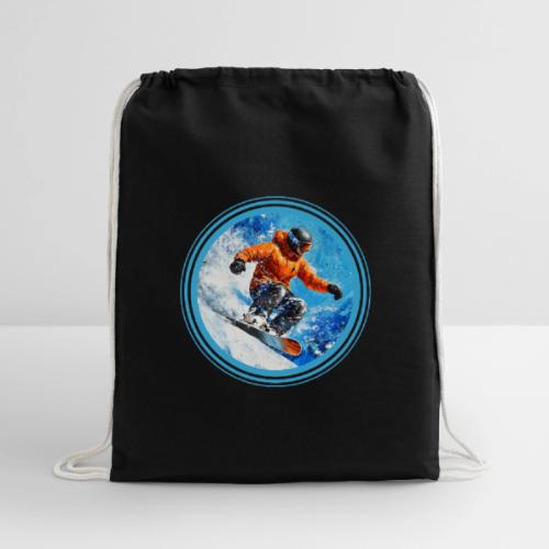 Snowboarding Motion - Cotton Drawstring Bag
