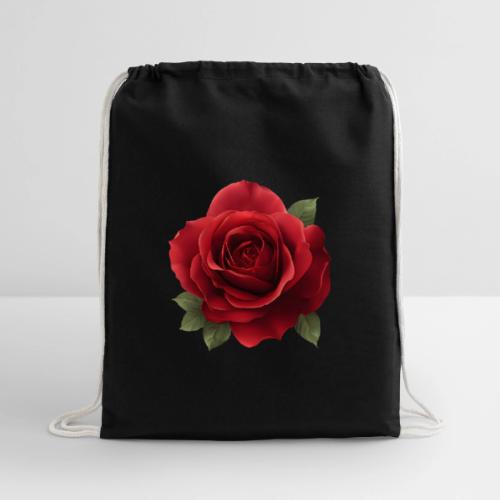 Rose: Crimson Bloom Elegance - Cotton Drawstring Bag
