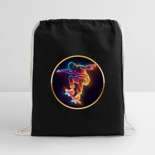 Skateboarding: Midnight Neon Skater - Cotton Drawstring Bag