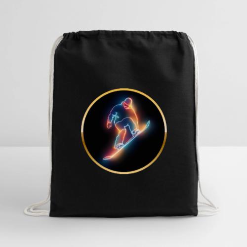 Golden Neon Snowboard - Cotton Drawstring Bag
