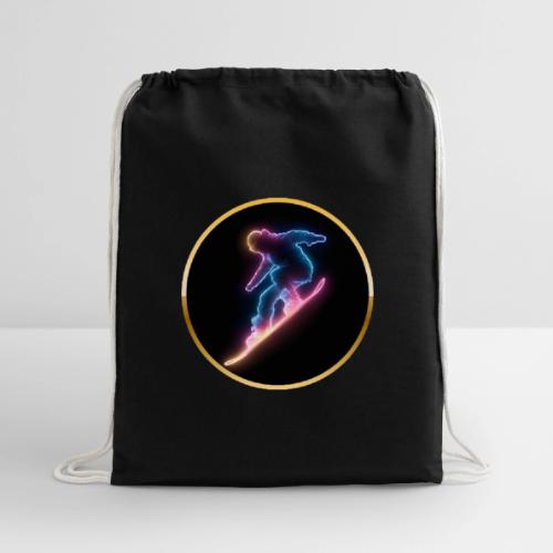 Snowboarding: Neon Snow Drift - Cotton Drawstring Bag