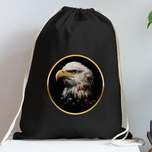 America: Golden Freedom Crest - Cotton Drawstring Bag