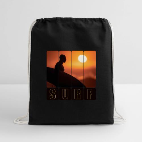 Surfing: Sunset Surf Panels - Cotton Drawstring Bag