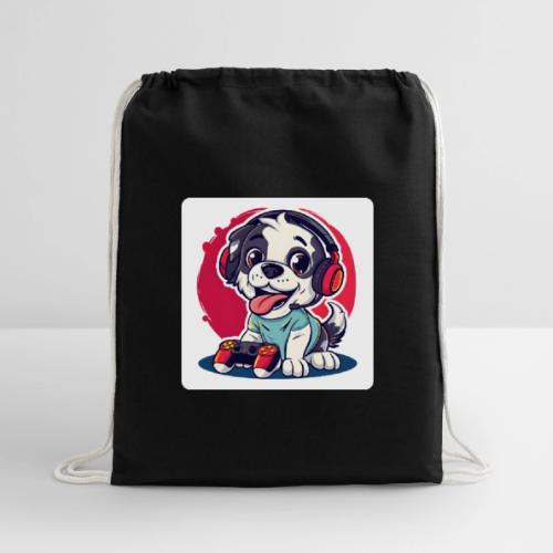Puppy: Playful Paws Gaming Buddy - Cotton Drawstring Bag