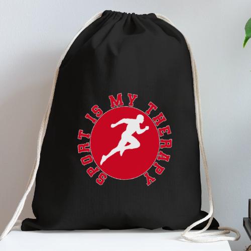 Sport Is My Therapy – Running Motivation Badge - Cotton Drawstring Bag