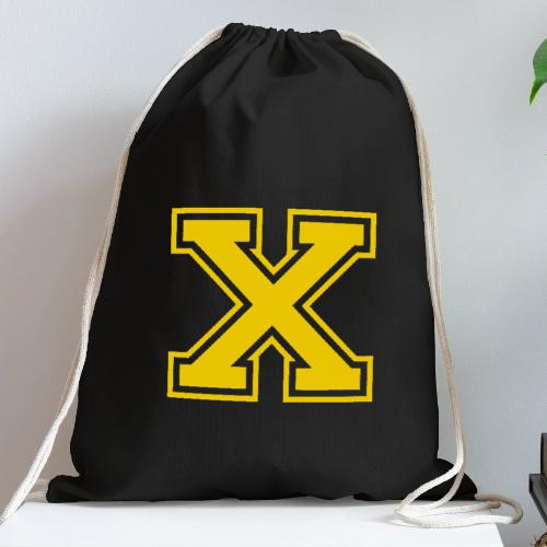 Letter X – Capital Athletic Alphabet Monogram - Cotton Drawstring Bag