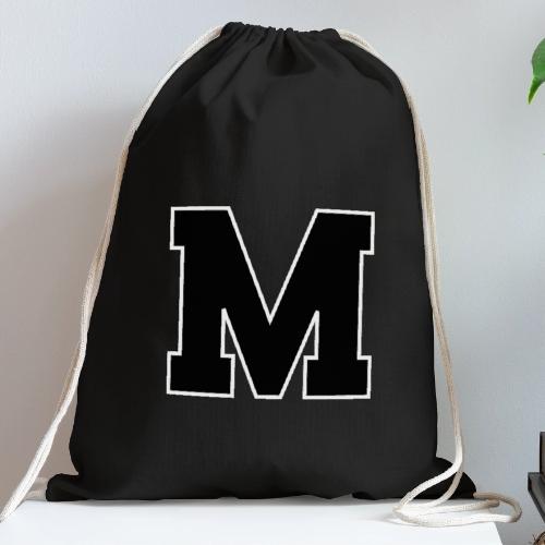 Varsity Letter M Collegiate Alphabet Art - Cotton Drawstring Bag