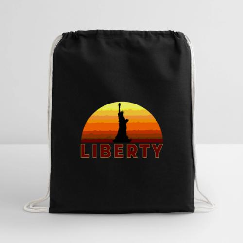 USA: Sunset Liberty Bold - Cotton Drawstring Bag