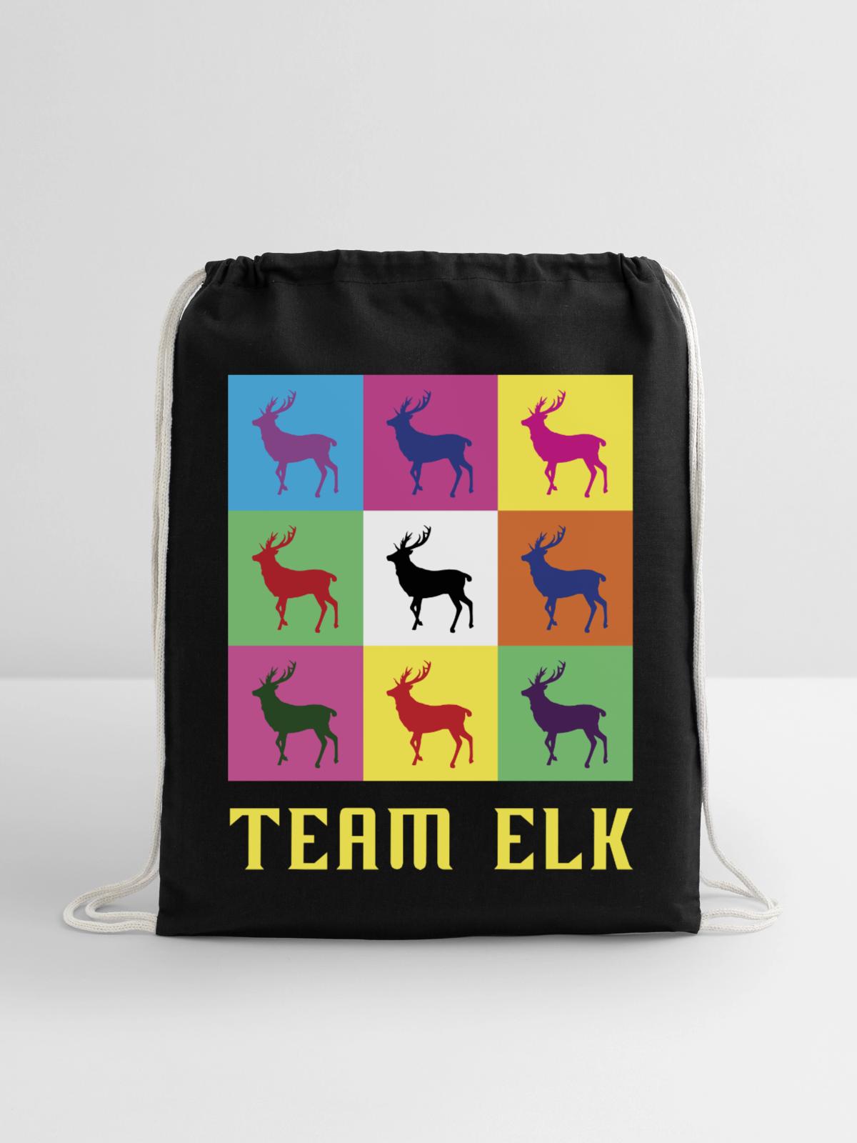Team Elk - Cotton Drawstring Bag - black - Front